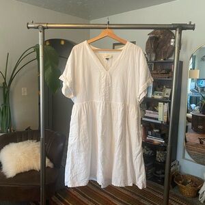 Universal Thread White Linen Blend V-Neck Babydoll Mini Dress XL